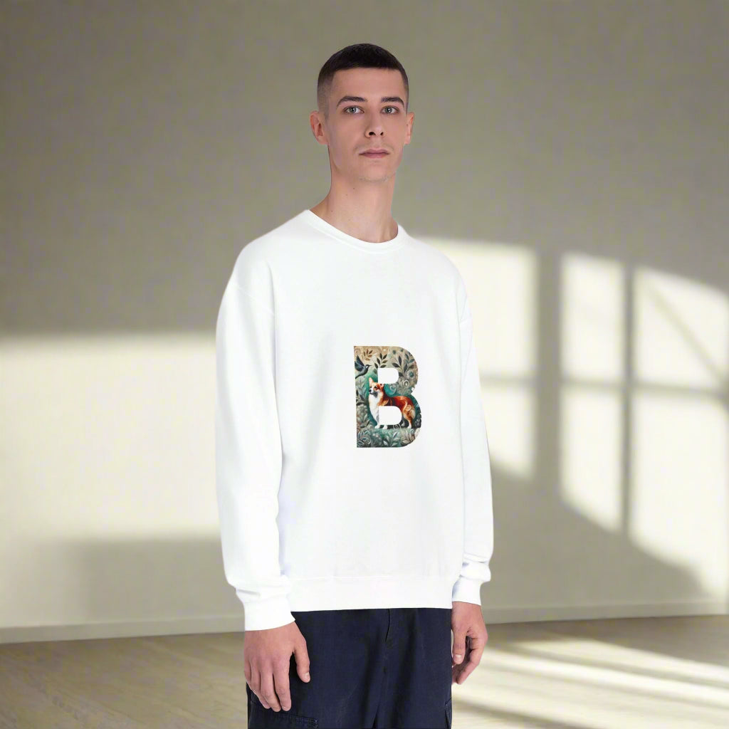 Floral Animal Print Crewneck Sweatshirt - Unisex ABC Design V2 Letter B - InervoX