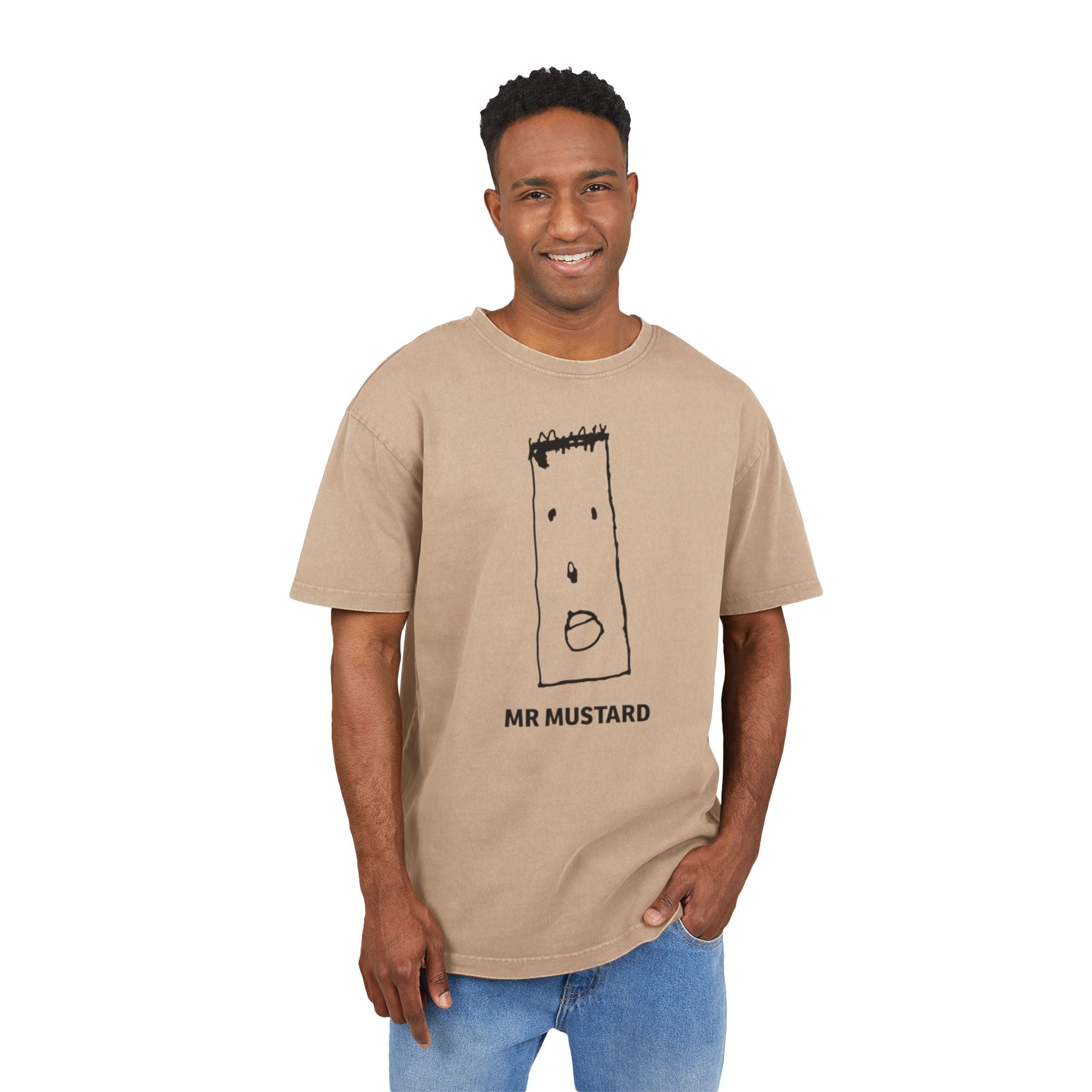 Oversize Tee - Mustard Urban Graphic T-Shirt for Men - InervoX