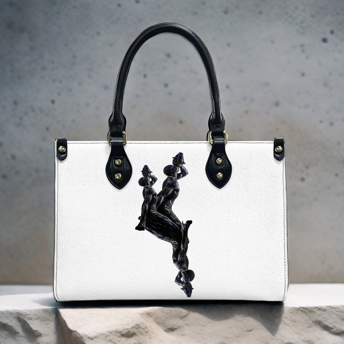 PU Tote Bag for Women Neg Marron Design V3 InervoX Logo - InervoX