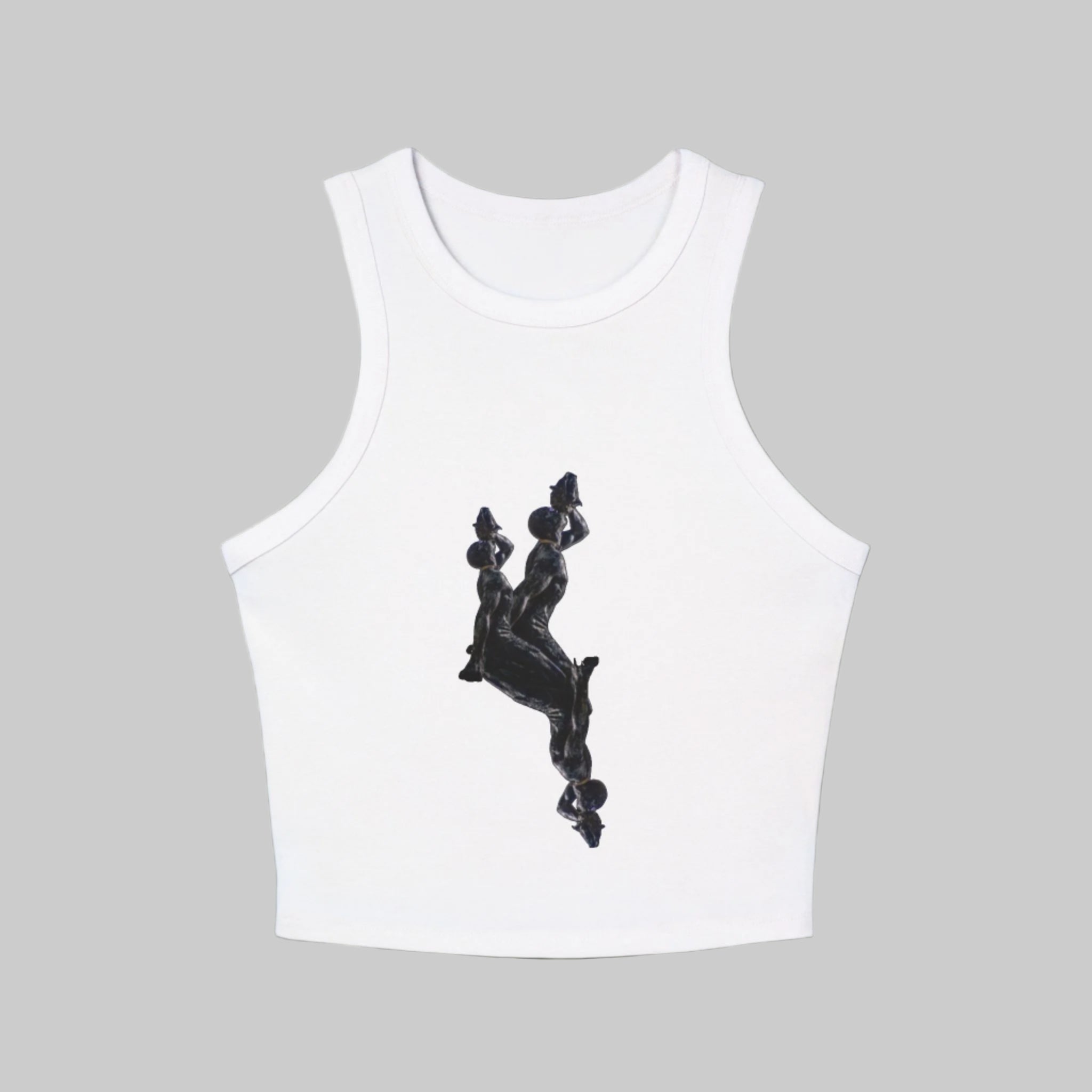 Stylish Women's Micro Rib Racer Tank Top with Artistic Design - InervoX Edition 1 Neg Marron - InervoX