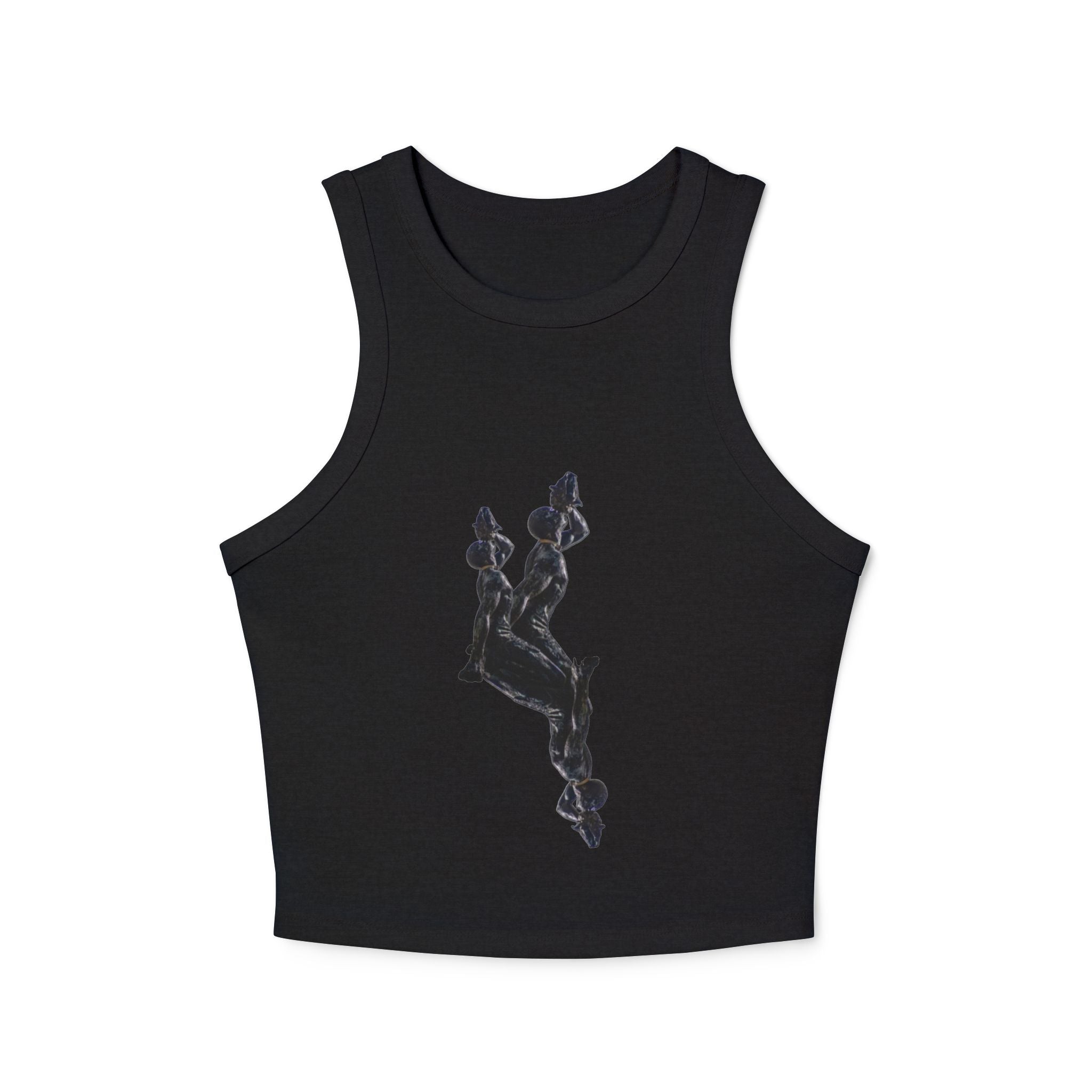 Stylish Women's Micro Rib Racer Tank Top with Artistic Design - InervoX Edition 1 Neg Marron - InervoX