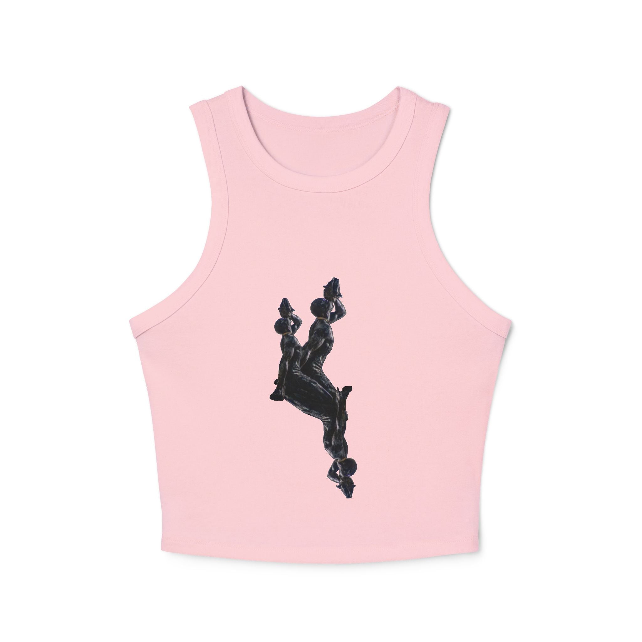 Stylish Women's Micro Rib Racer Tank Top with Artistic Design - InervoX Edition 1 Neg Marron - InervoX