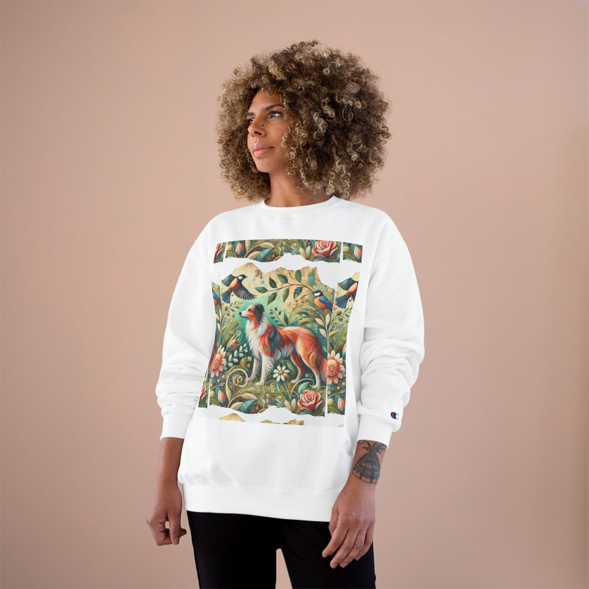Vintage Nature Champion Sweatshirt - Floral & Animal Design - InervoX