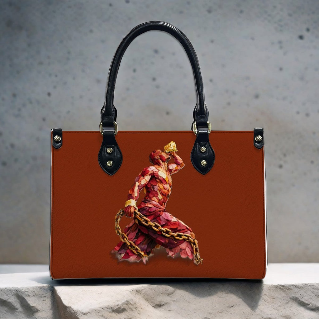 Sac fourre-tout en cuir synthétique pour femmes InervoX Young boy vision Eldar Rouge - Pétale d'or Neg Mawon