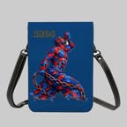 Leather Cell Phone Purse With Shoulder- Red & Blue Neg Mawon The calling