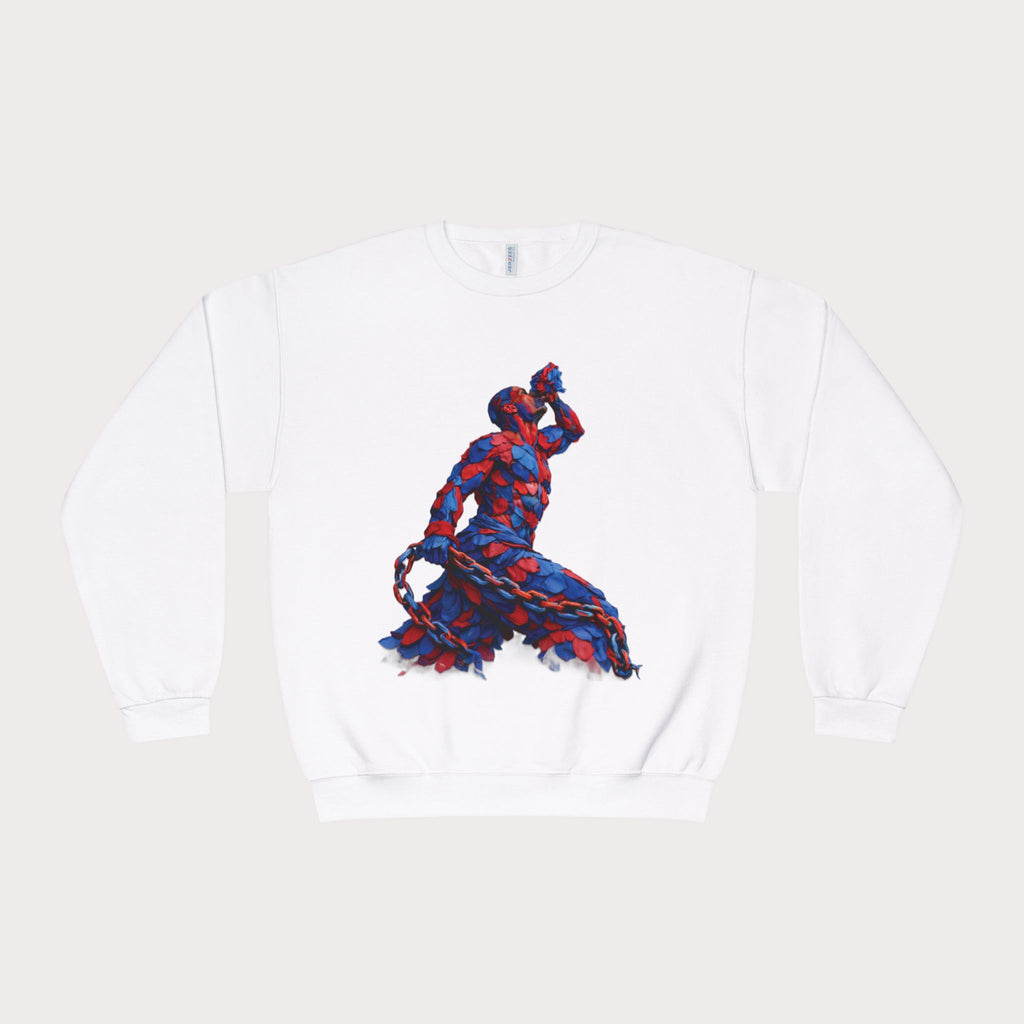 Crewneck Sweatshirt - Unisex Design Red/Blue Feathers