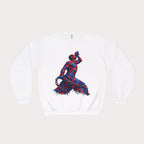 Crewneck Sweatshirt - Unisex Design Red/Blue Feathers