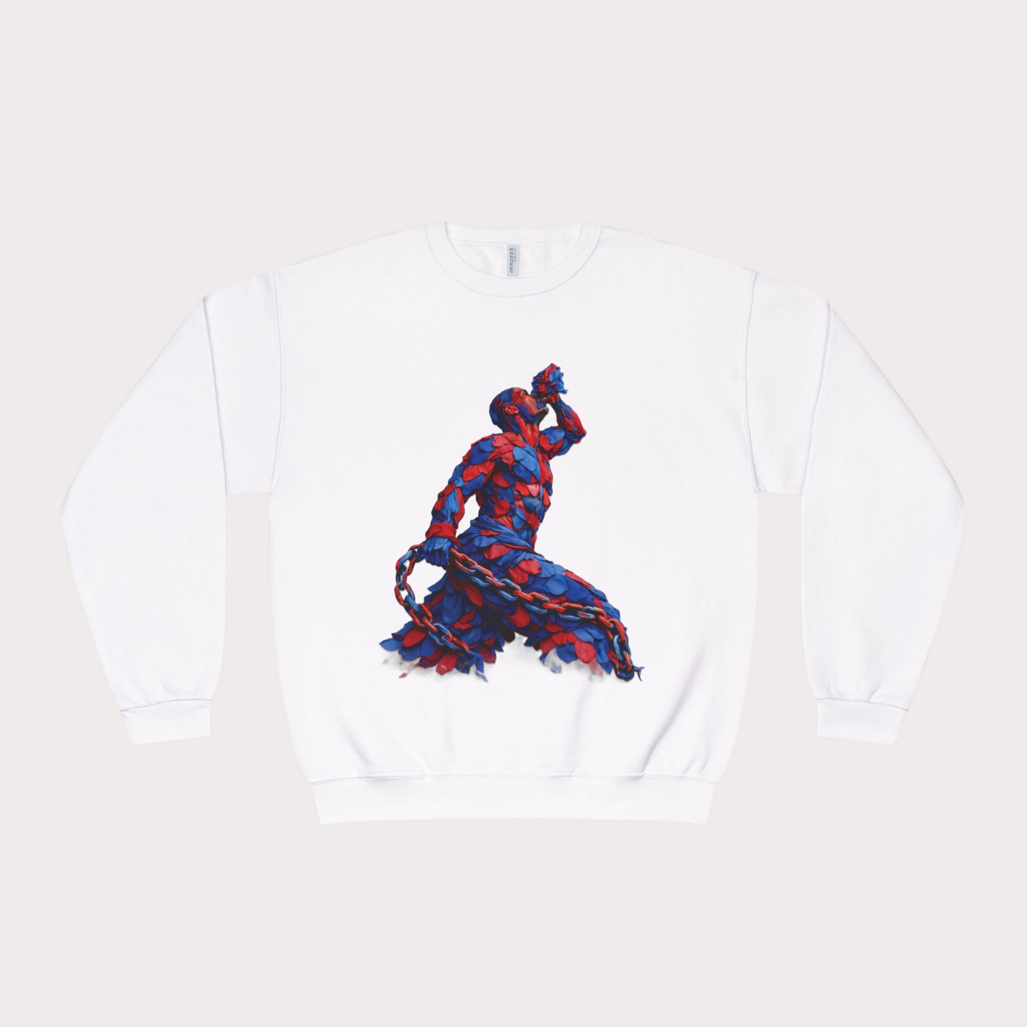 Crewneck Sweatshirt - Unisex Design Red/Blue Feathers