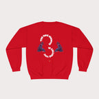 Crewneck Sweatshirt - Unisex Design Red/Blue Feathers