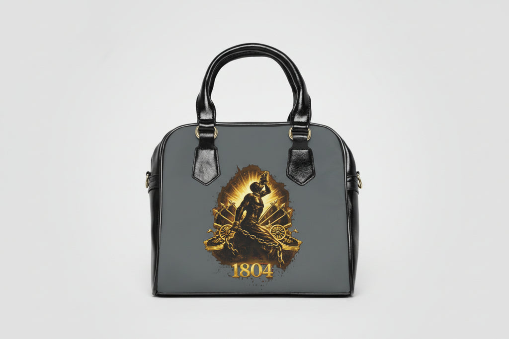 Grey  Handbag  with 1804 Neg Marron on a white background