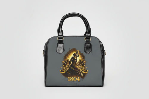 Grey  Handbag  with 1804 Neg Marron on a white background