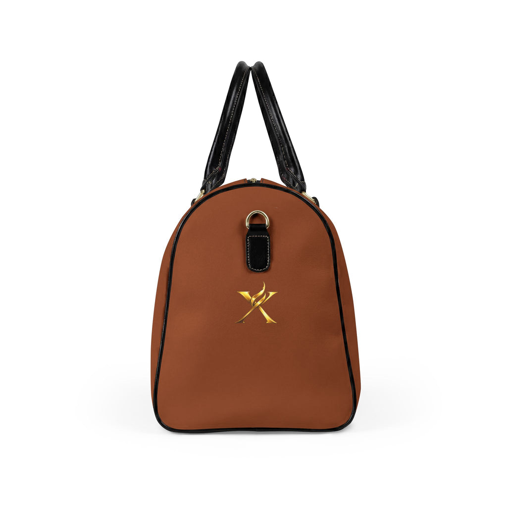 Brown Leather Travel Bag- Neg Marron Red with Gold Accents