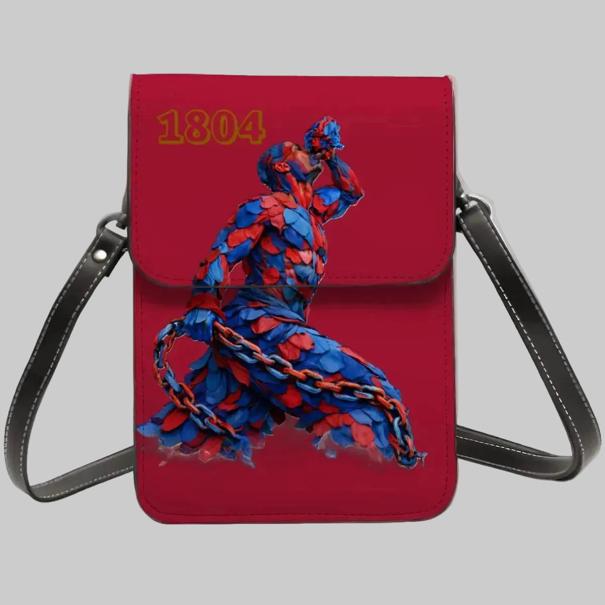 Leather Cell Phone Purse With Shoulder- Red & Blue Neg Mawon The calling