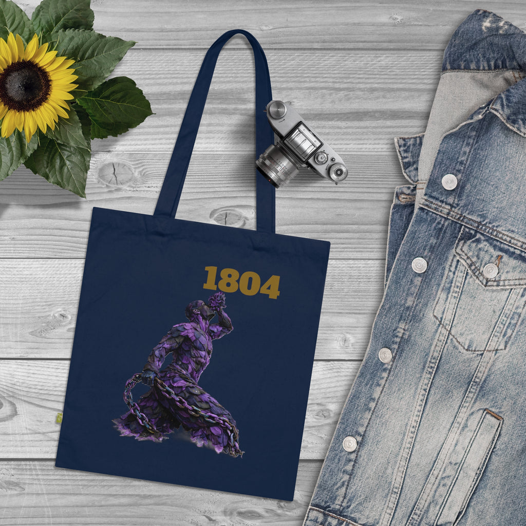 Tote Bag — '1804' Abstract Purple& Black Rope Neg Mawon The calling Organic Cotton Tote — 'The big summer is calling you.'