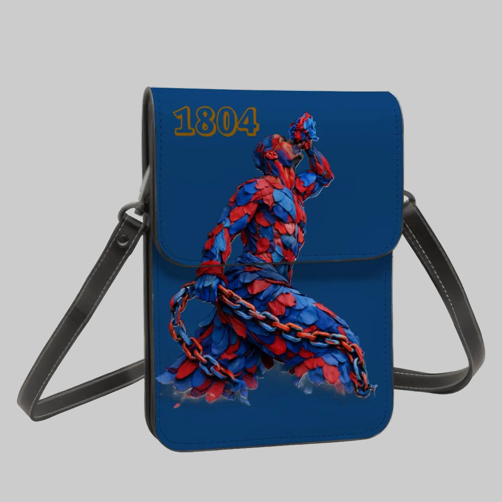 Leather Cell Phone Purse With Shoulder- Red & Blue Neg Mawon The calling