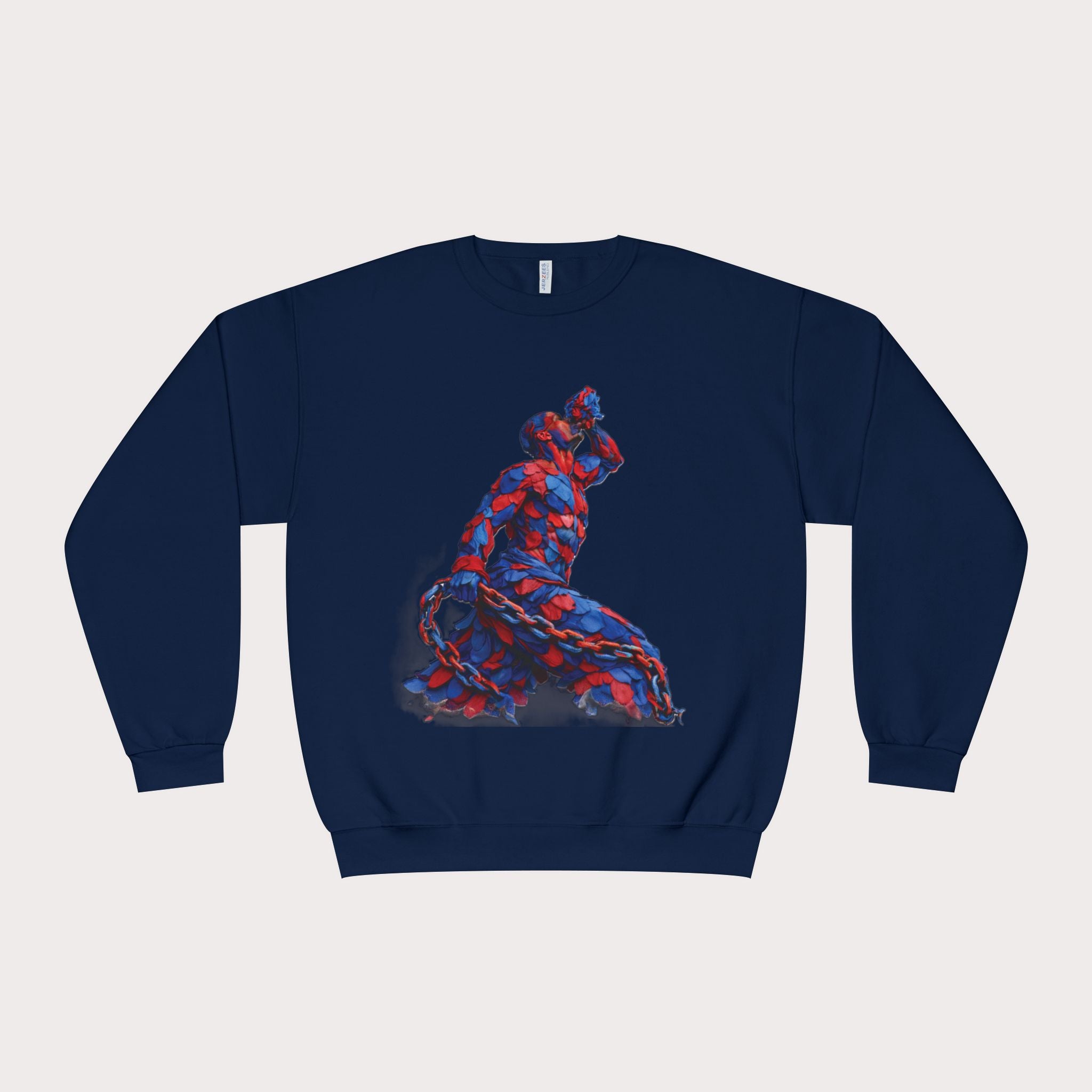 Crewneck Sweatshirt - Unisex Design Red/Blue Feathers