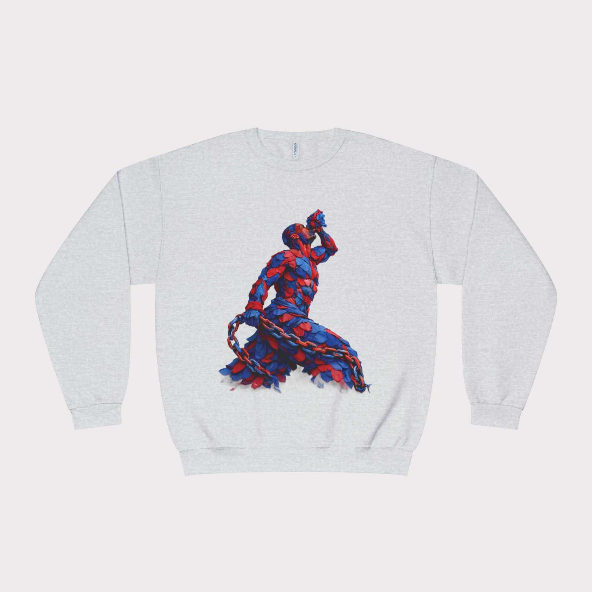 Crewneck Sweatshirt - Unisex Design Red/Blue Feathers