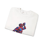 Crewneck Sweatshirt – Abstract Red & Blue Feather with "The Neg Mawon is Calling You" V3