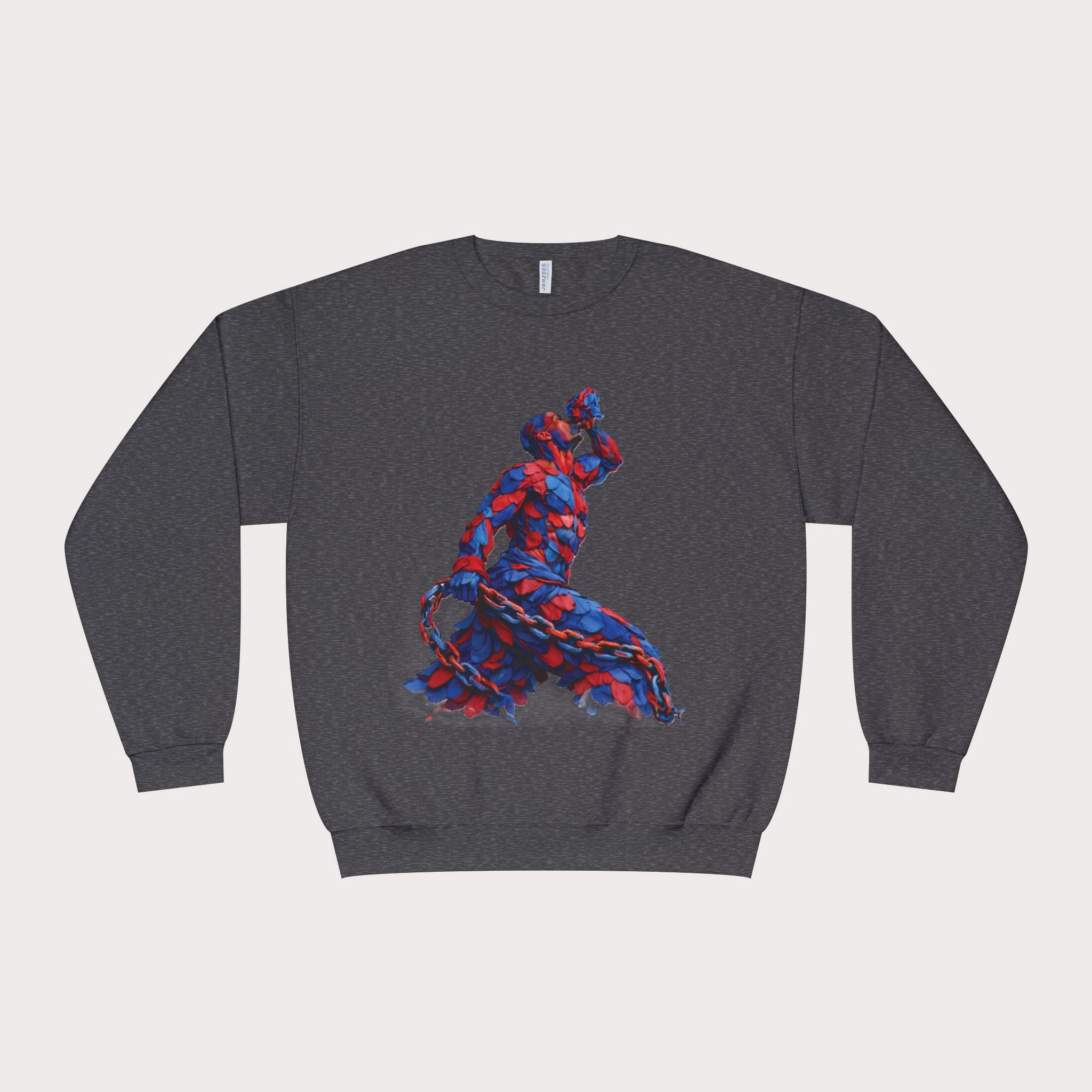 Crewneck Sweatshirt - Unisex Design Red/Blue Feathers