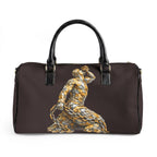 Black Leather Travel Bag - Neg Marron with Gold and silver Accents