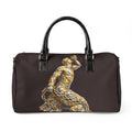 Black Leather Travel Bag - Neg Marron with Gold and silver Accents