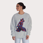 Crewneck Sweatshirt - Unisex Design Red/Blue Feathers