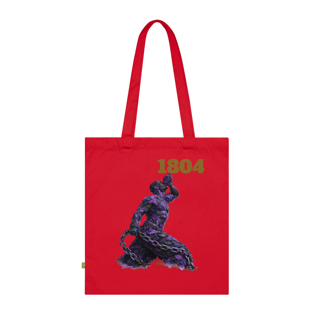 Tote Bag — '1804' Abstract Purple& Black Rope Neg Mawon The calling Organic Cotton Tote — 'The big summer is calling you.'