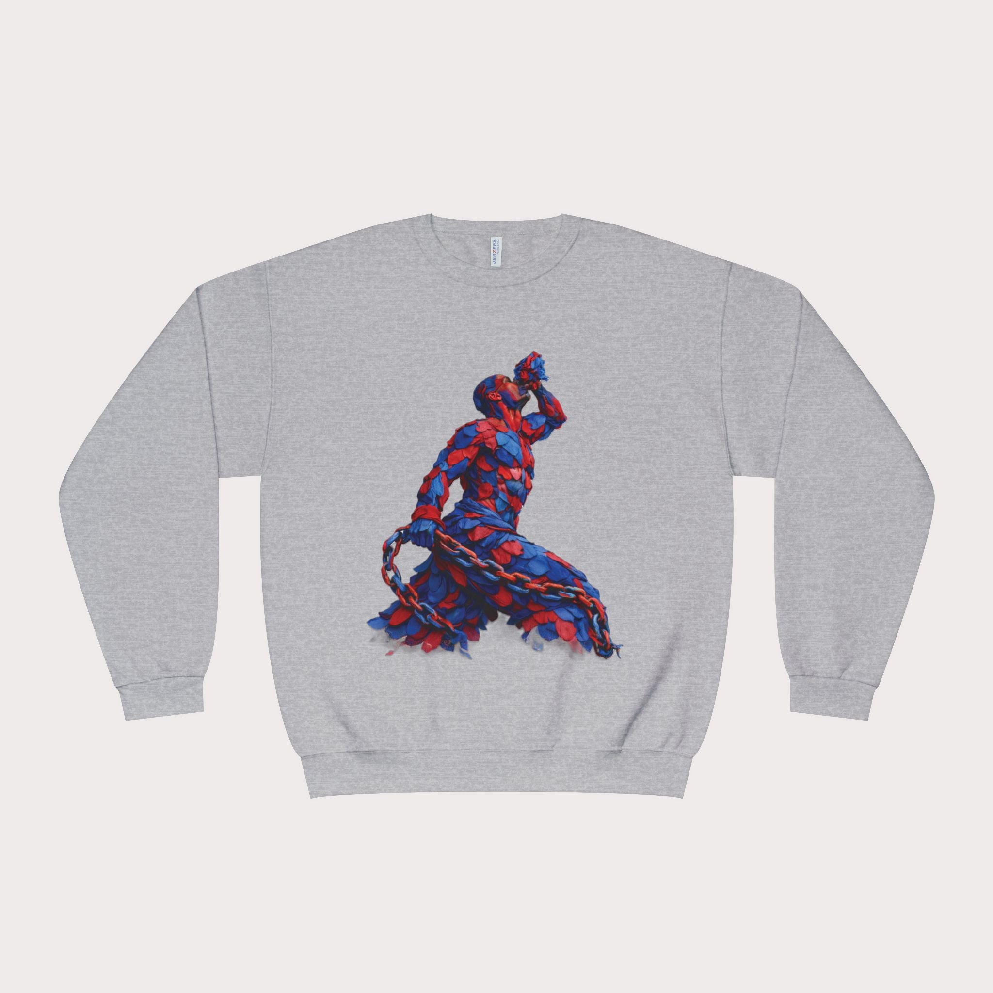 Crewneck Sweatshirt - Unisex Design Red/Blue Feathers