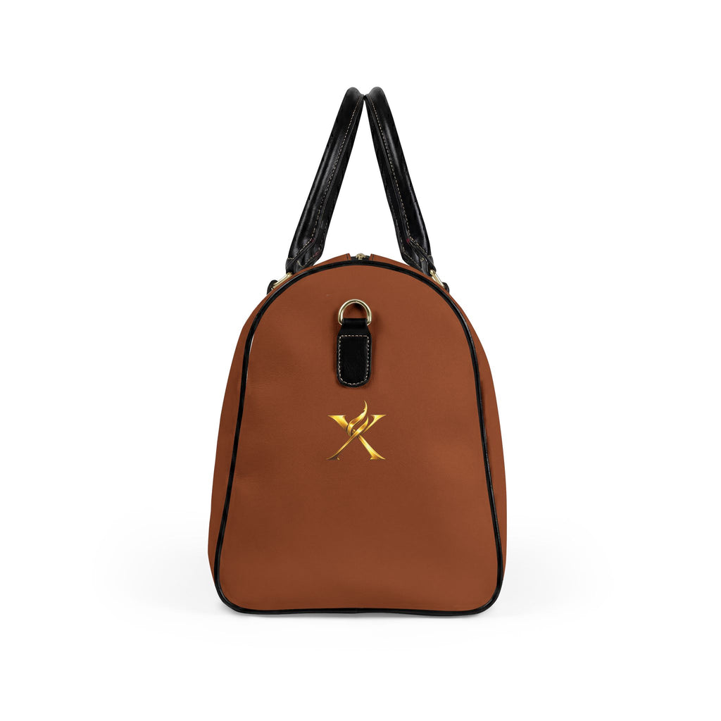 Brown Leather Travel Bag- Neg Marron Red with Gold Accents