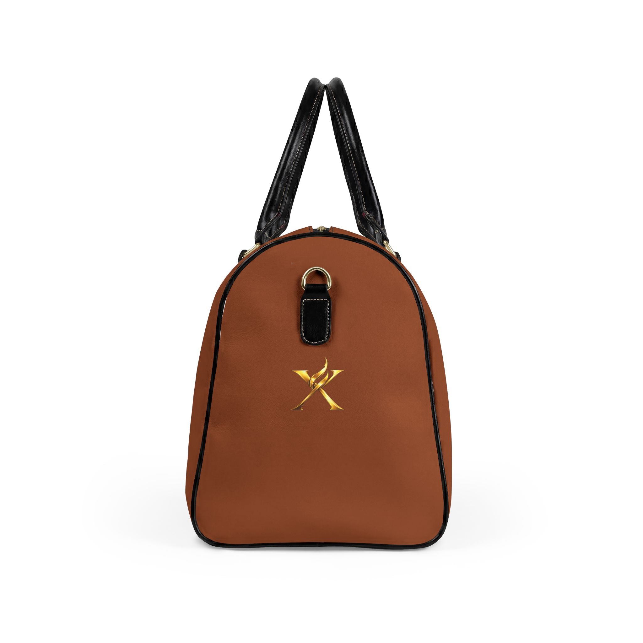 Brown Leather Travel Bag- Neg Marron Red with Gold Accents