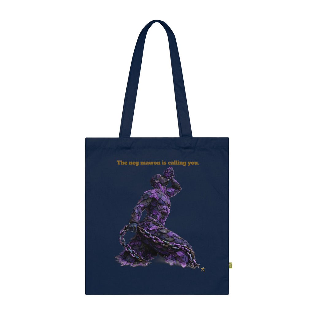 Tote Bag — '1804' Abstract Purple& Black Rope Neg Mawon The calling Organic Cotton Tote — 'The big summer is calling you.'