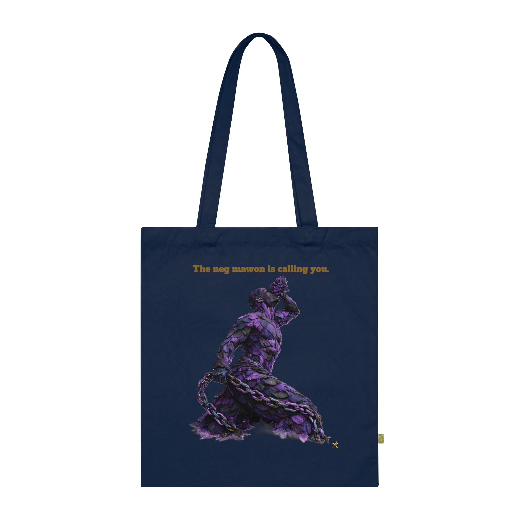 Tote Bag — '1804' Abstract Purple& Black Rope Neg Mawon The calling Organic Cotton Tote — 'The big summer is calling you.'
