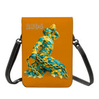 Leather Cell Phone Purse With Shoulder- Green & Yellow Neg Mawon The calling