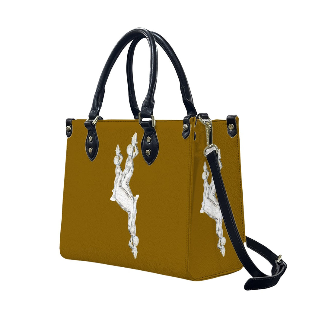 PU Tote Bag for Women with Artistic Neg Marron