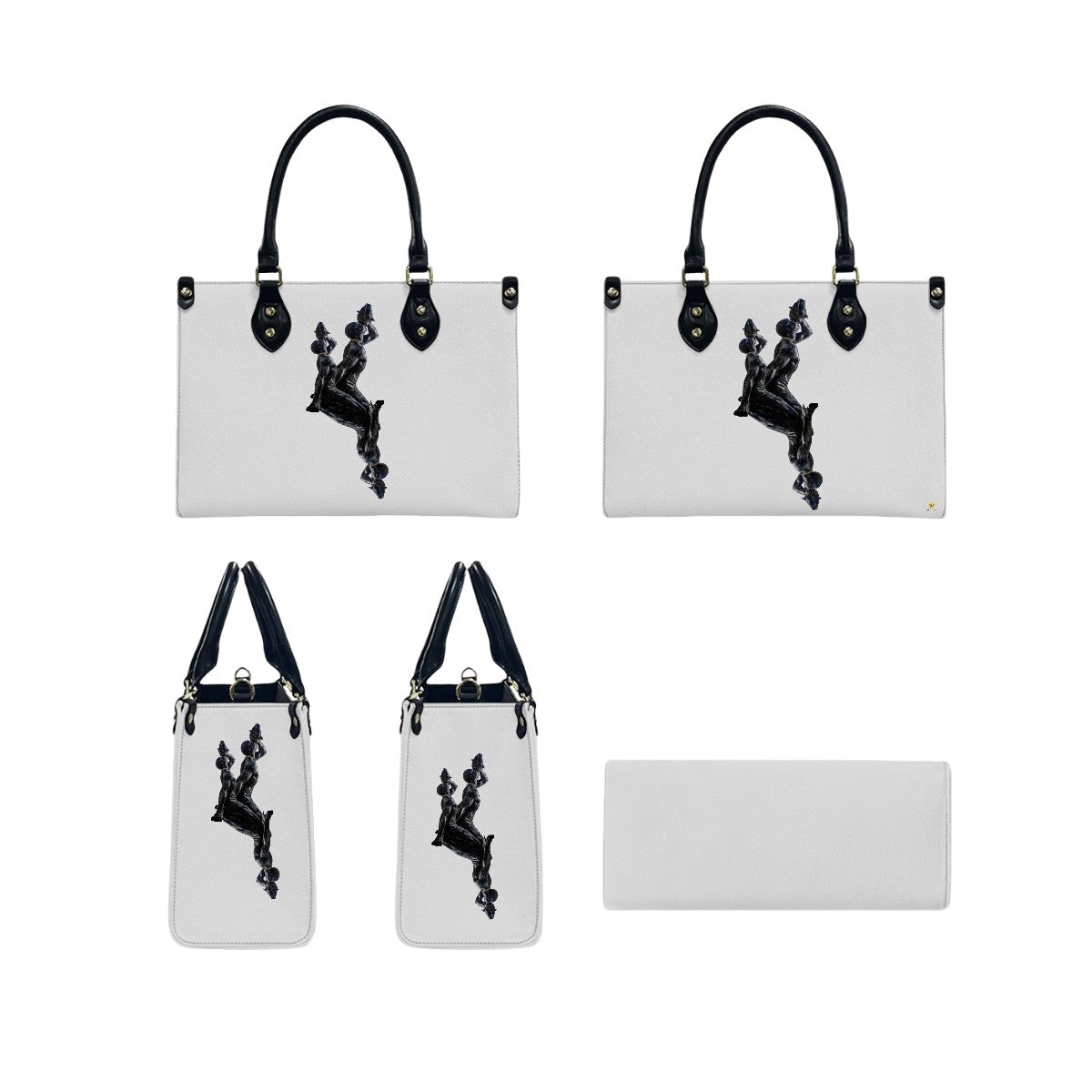 PU Tote Bag for Women with Artistic Neg Marron