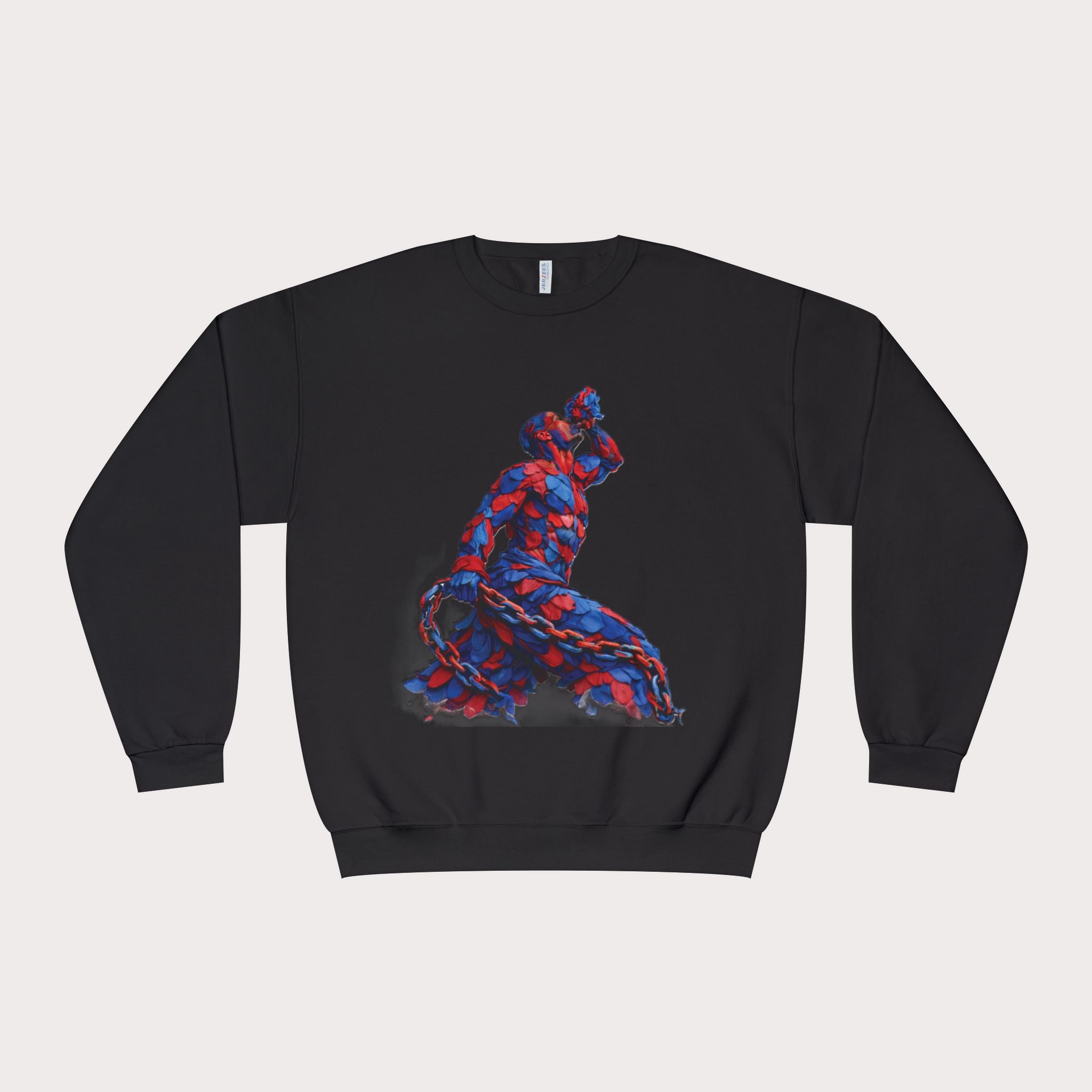 Crewneck Sweatshirt - Unisex Design Red/Blue Feathers