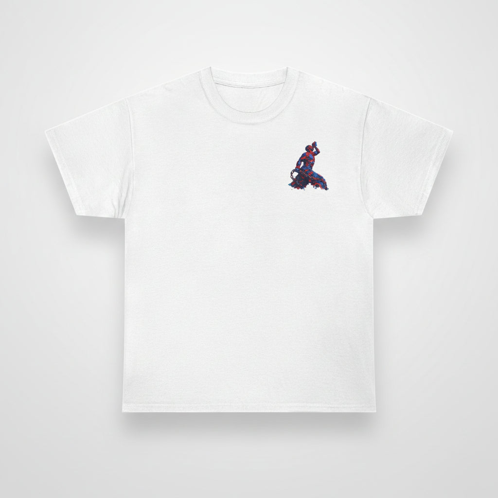 White t-shirt with 'GOAT' text on a white background