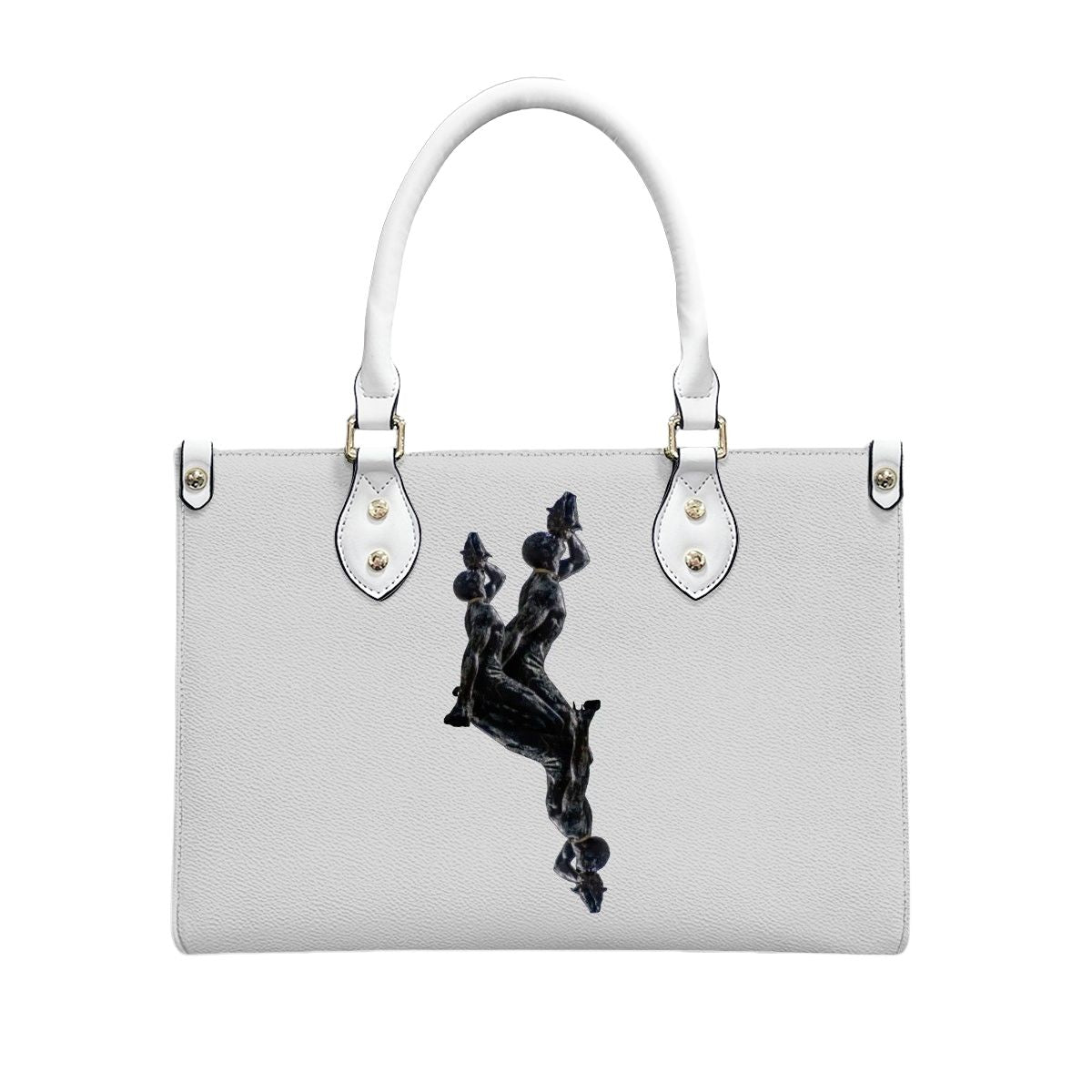 PU Tote Bag for Women with Artistic Neg Marron