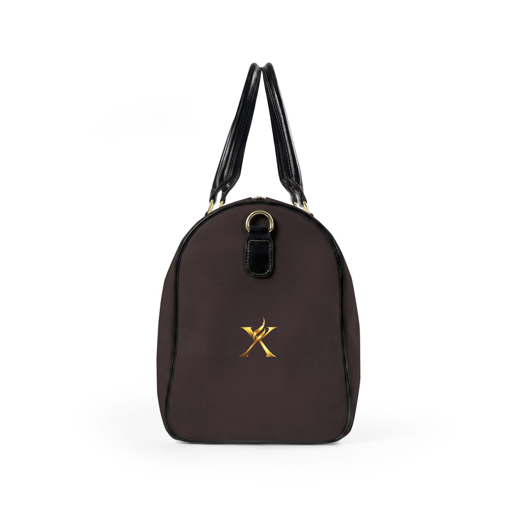Black Leather Travel Bag - Neg Marron with Gold and silver Accents