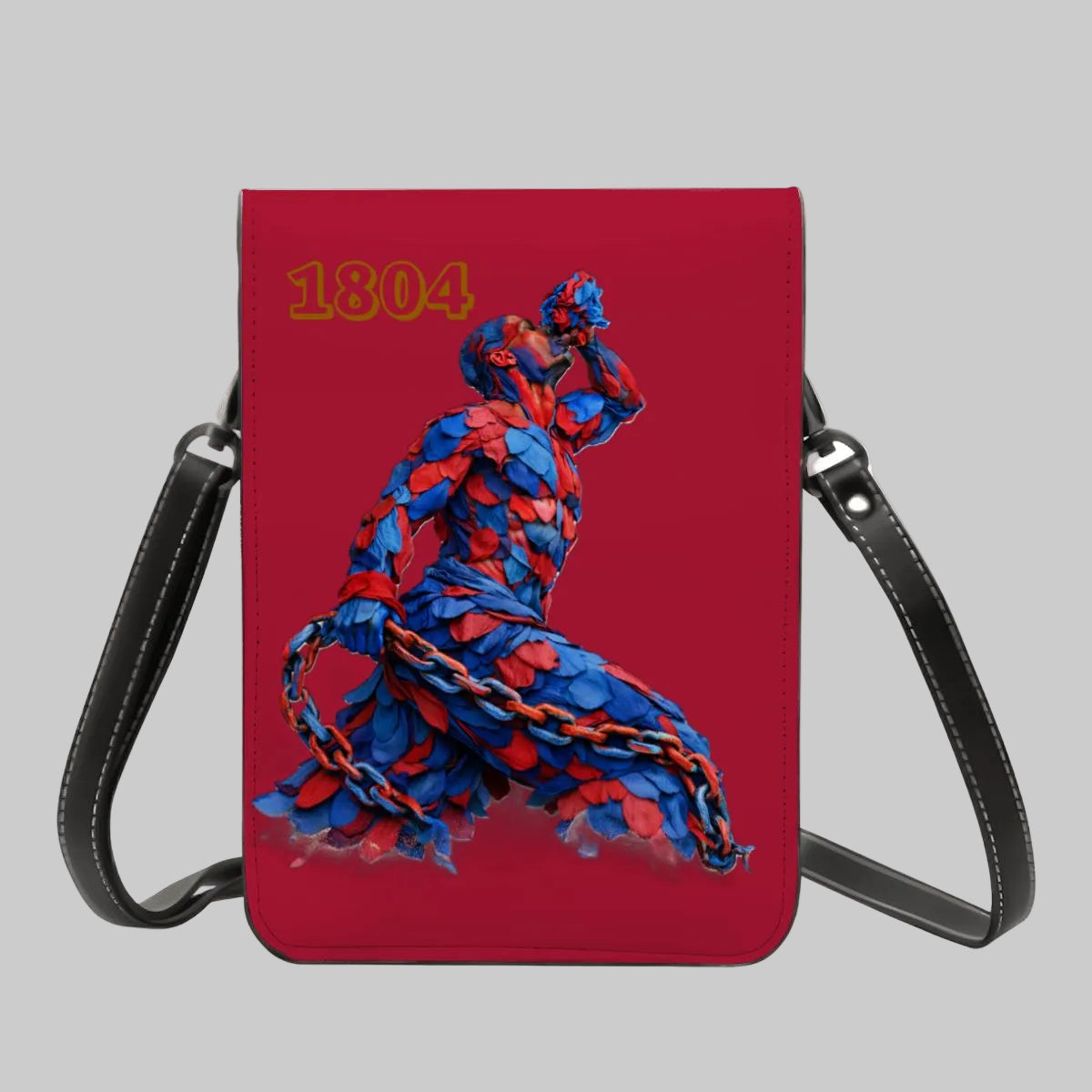 Leather Cell Phone Purse With Shoulder- Red & Blue Neg Mawon The calling