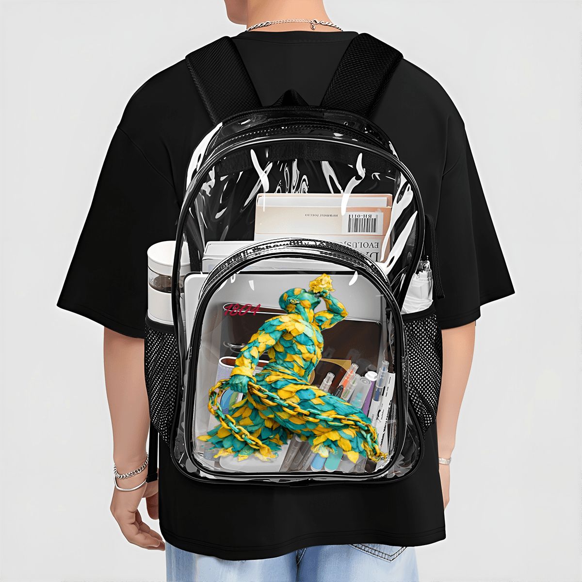 Neg Mawon Clear Backpack – Green & Yellow Edition