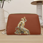 Women's Faux Leather Makeup Bag – Gold & Silver Neg Mawon Edition | Luxury Cosmetic Pouch