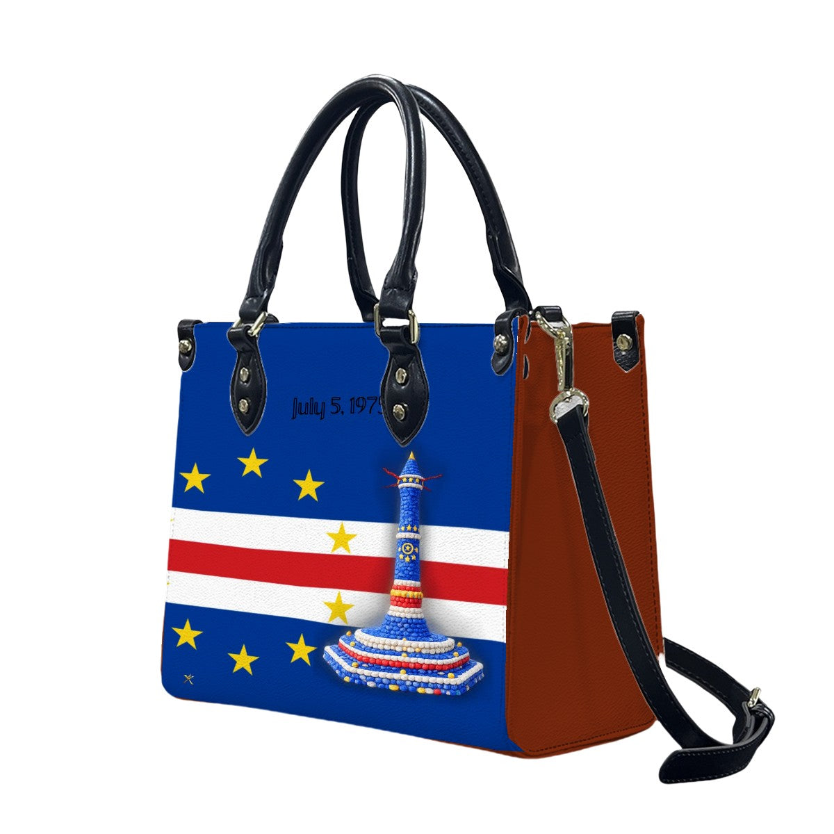 Women's PU Leather Tote Bag – Cape Verde Monument Design | Premium Everyday Shoulder Bag
