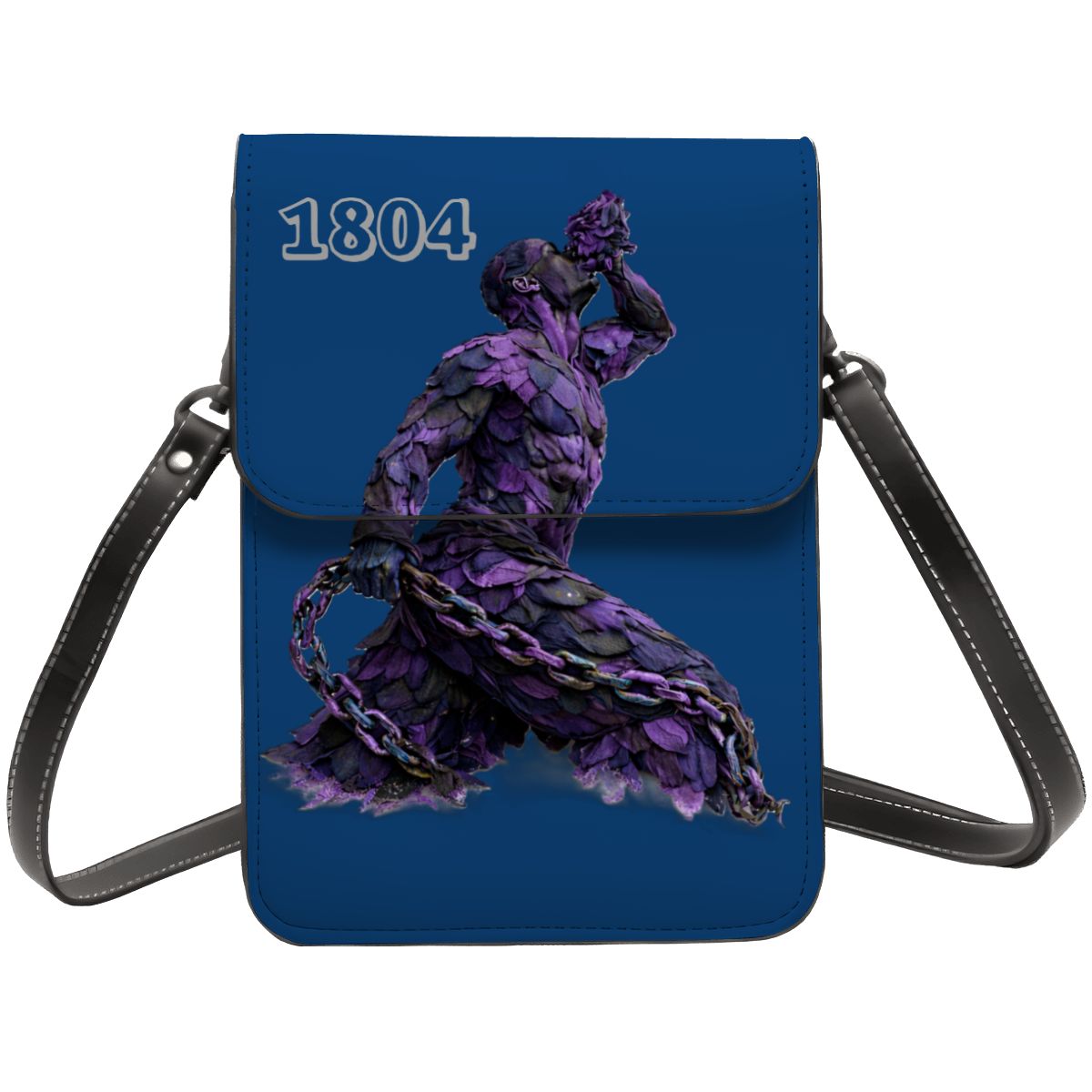 Leather Cell Phone Purse With Shoulder Strap- Purple & Black Neg mawon The calling