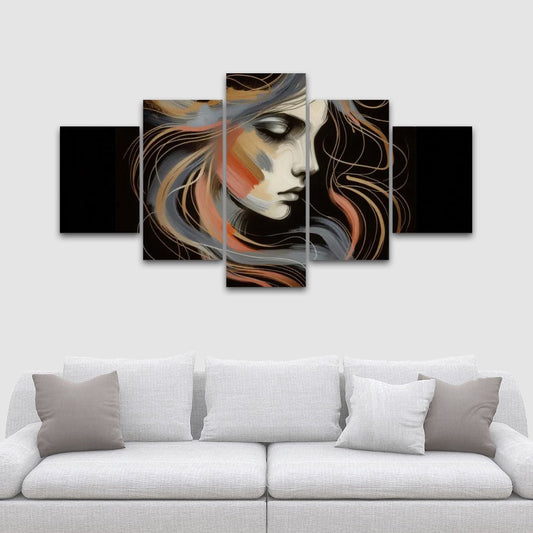5 Panel Canvas Print Wall Art - InervoX Edition 1 Woman Thought - InervoX