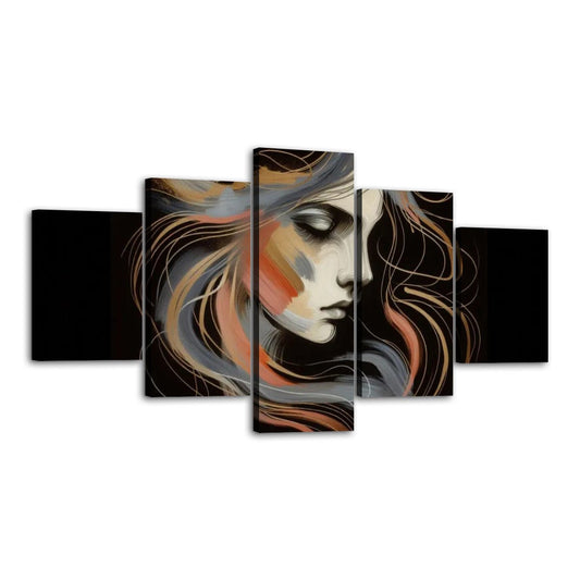 5 Panel Canvas Print Wall Art - InervoX Edition 1 Woman Thought - InervoX