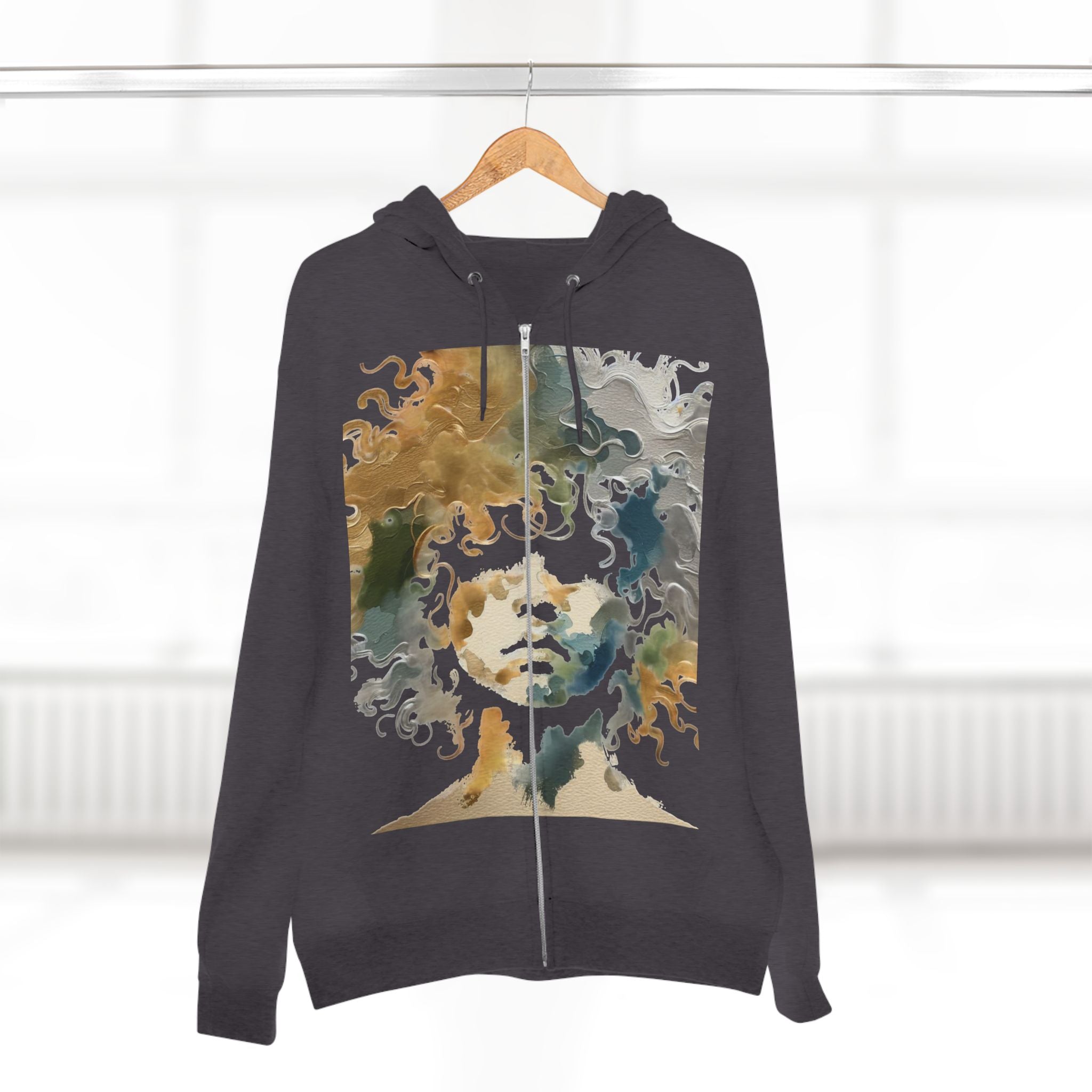 Abstract Medusa Zip Hoodie - Artistic Marble Goddess Graphic