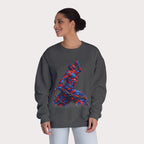 Crewneck Sweatshirt - Unisex Design Red/Blue Feathers