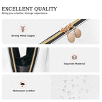 Women's Faux Leather Makeup Bag – Gold & Silver Neg Mawon Edition | Luxury Cosmetic Pouch