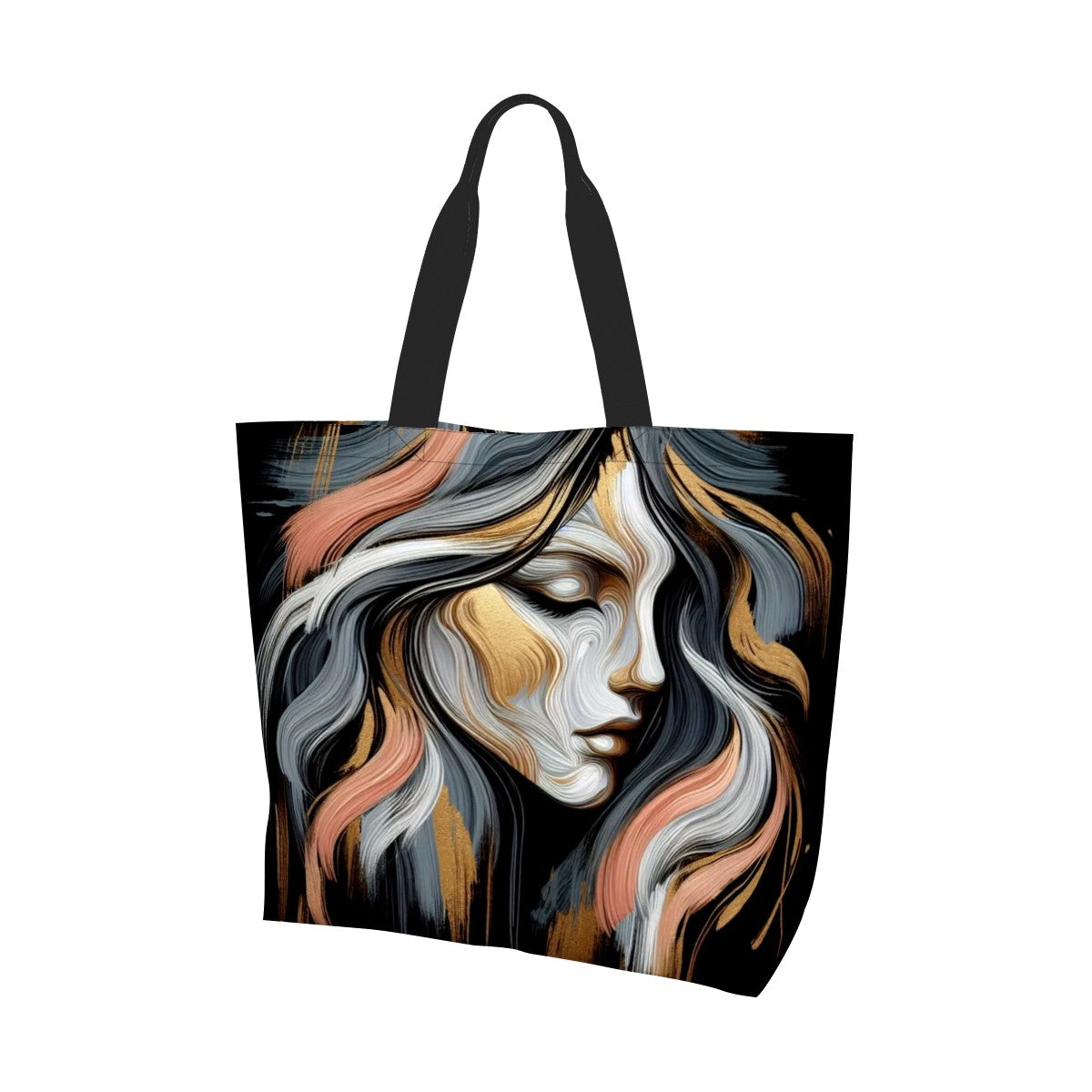Large Capacity Women’s Tote Bag – Abstract Woman Face Design | Stylish Shoulder Bag